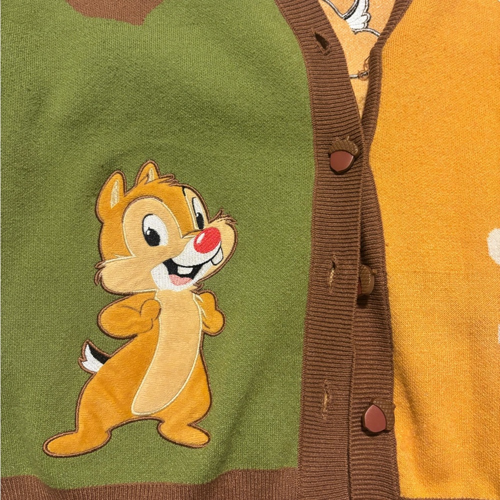Disney Chip 'n' Dale Green and Orange Patchwork Cardigan